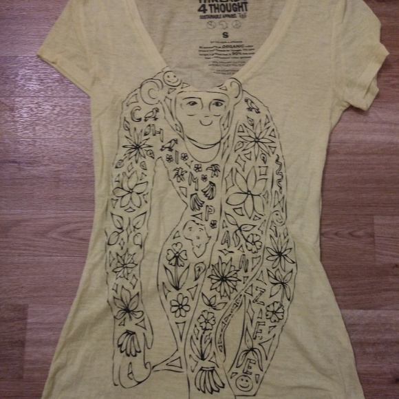 Threads4Through Chimpanze Floral Yellow V-Neck - Picture 1 of 2